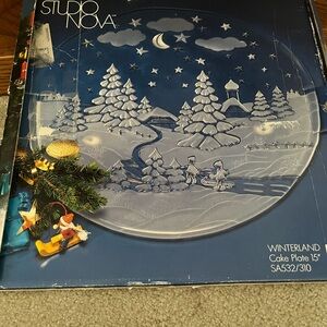 Studio Nova Winterland vintage glass cake plate.